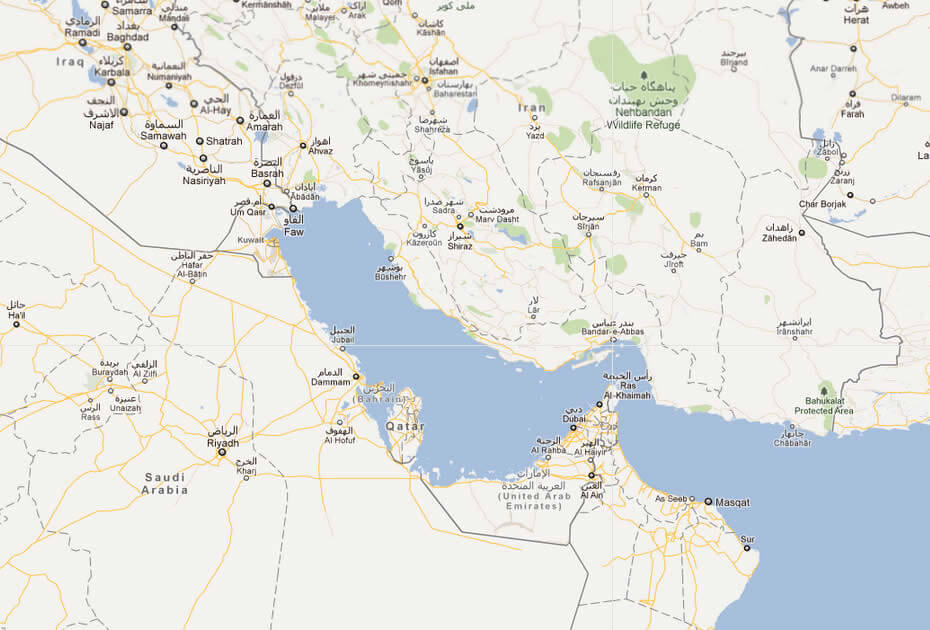 map of bahreyn gulf region